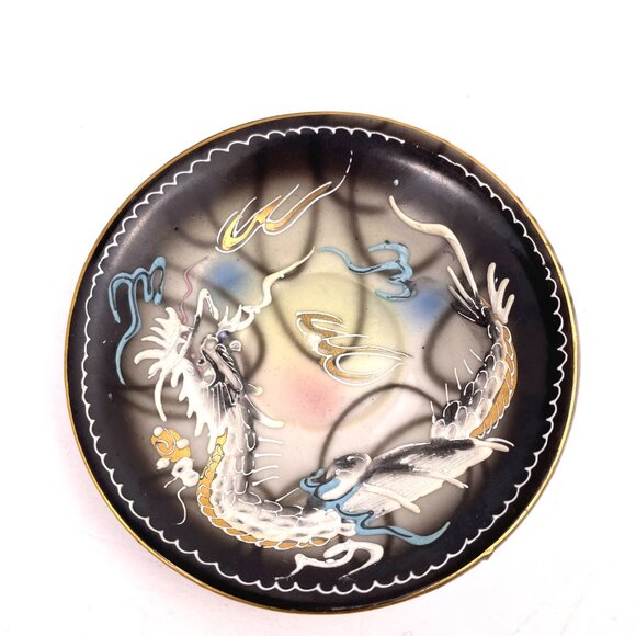 Vintage Japanese Moriage Dragon Demitasse Tea Set – Hand-Painted, 3 Cup & Saucer - Picture 4 of 12